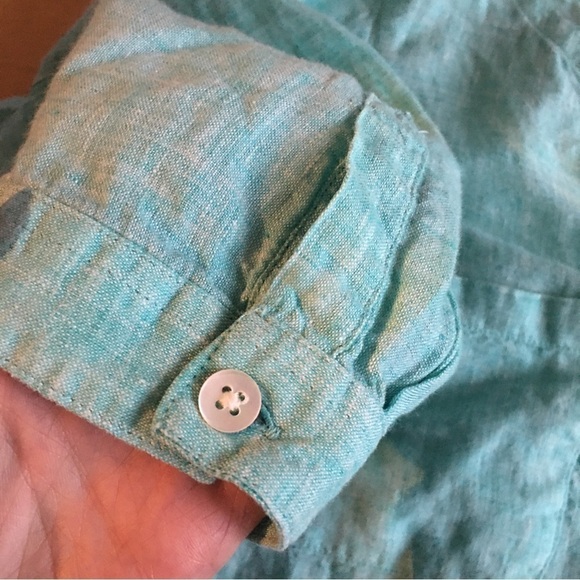 Lands’ End 100% Linen Tunic, Aqua Blue, Size 14 - Picture 15 of 17